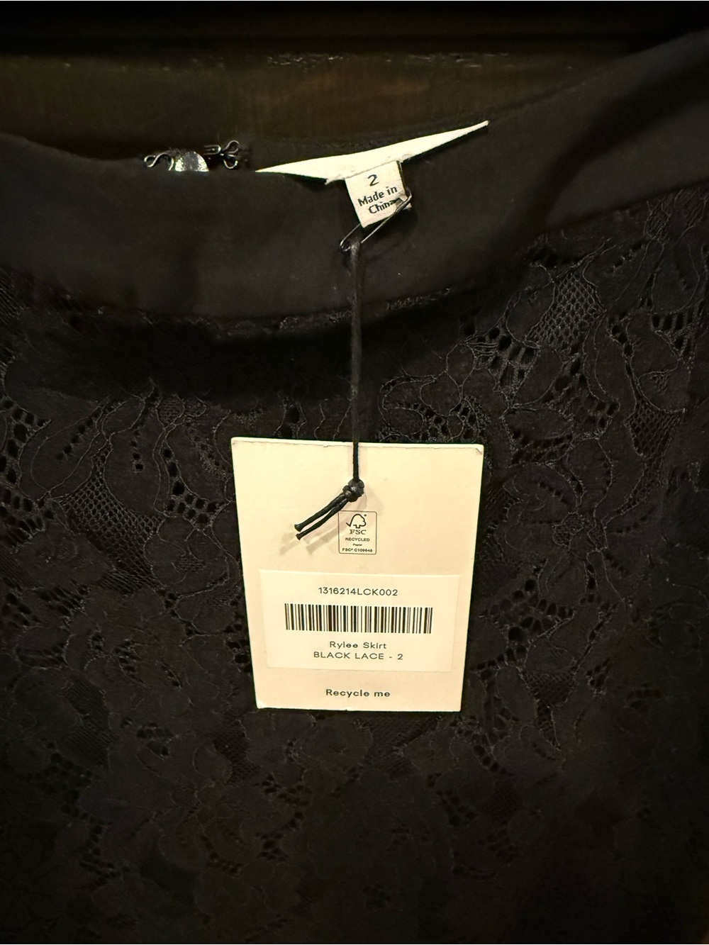 Reformation Rylee Black Lace Midi Skirt with Sheer Floral Overlay - Picture 4 of 5